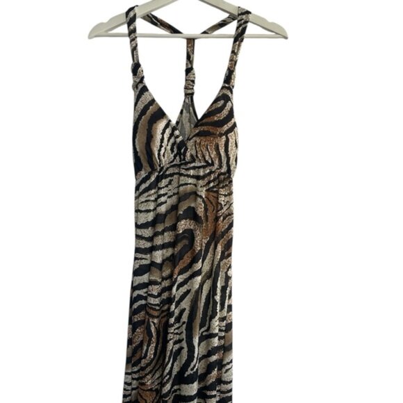 Fcny Dresses & Skirts - FCNY Vintage Y2K Zebra Print Halter Maxi Dress Size Small